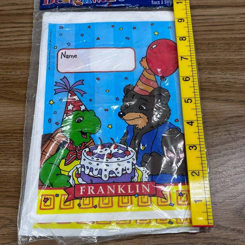 DesignWare Franklin the Turtle Party Gift Bags Plastic 8 Count Vintage 1986 90s